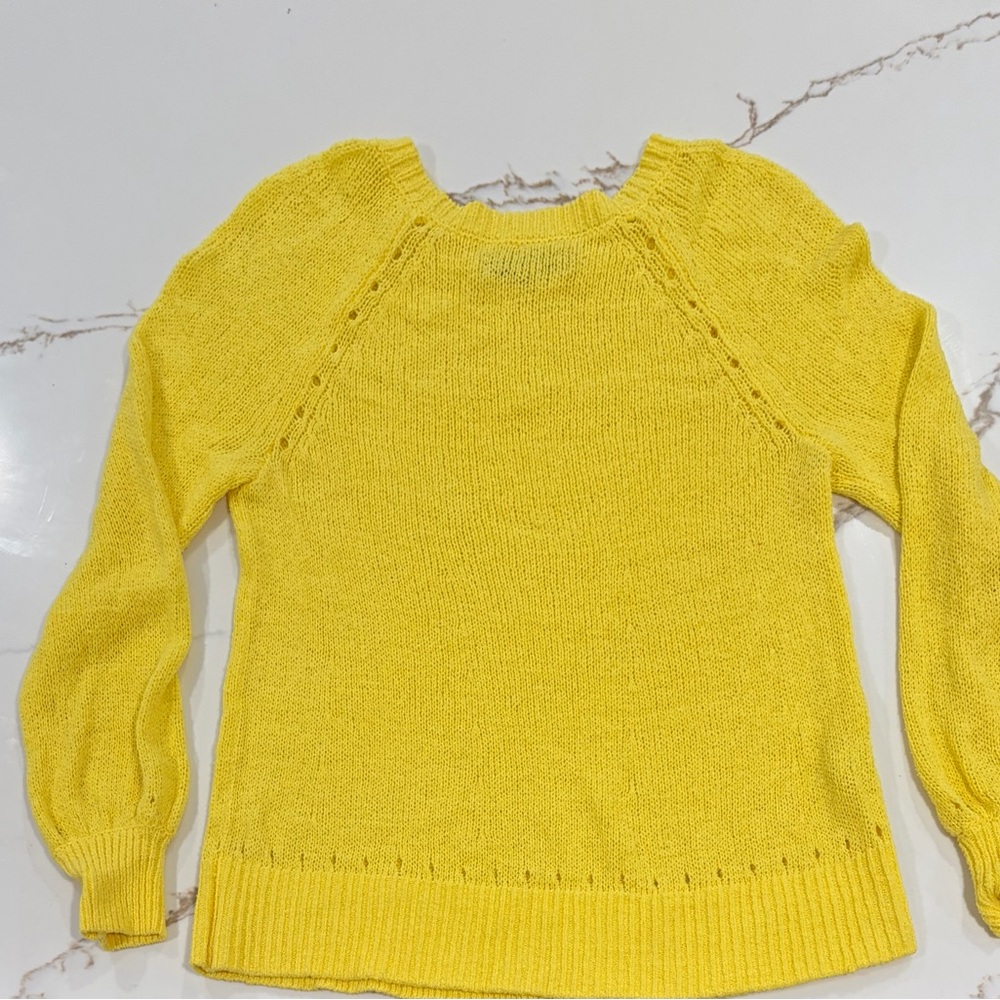 LOFT Yellow Crew Neck Sweater, light weight, loose knit, Large